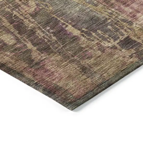 Brown And Blush Abstract Washable Indoor Outdoor Area Rug Photo 5