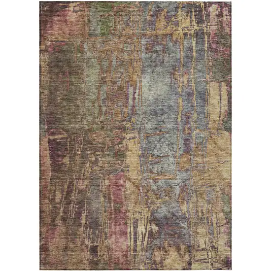 Brown And Blush Abstract Washable Indoor Outdoor Area Rug Photo 2
