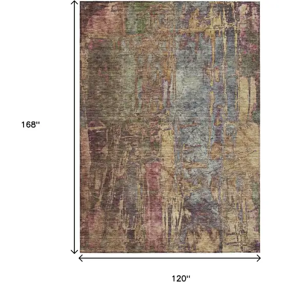 Brown And Blush Abstract Washable Indoor Outdoor Area Rug Photo 3