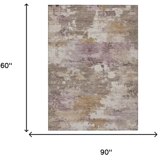 Brown And Blush Abstract Washable Indoor Outdoor Area Rug Photo 5
