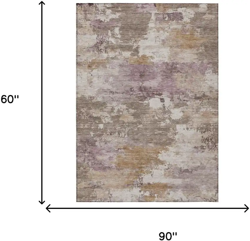 Brown And Blush Abstract Washable Indoor Outdoor Area Rug Photo 5
