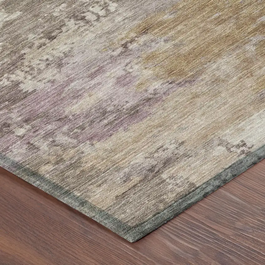 Brown And Blush Abstract Washable Indoor Outdoor Area Rug Photo 3