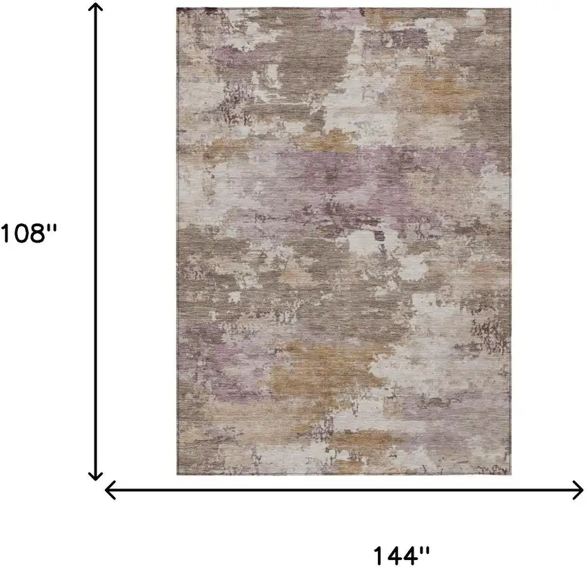 Brown And Blush Abstract Washable Indoor Outdoor Area Rug Photo 5