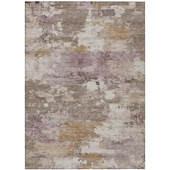 Brown And Blush Abstract Washable Indoor Outdoor Area Rug Photo 2