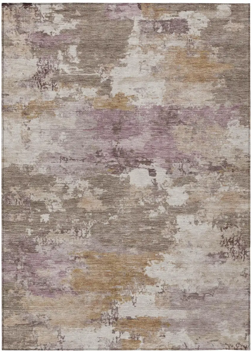 Brown And Blush Abstract Washable Indoor Outdoor Area Rug Photo 2