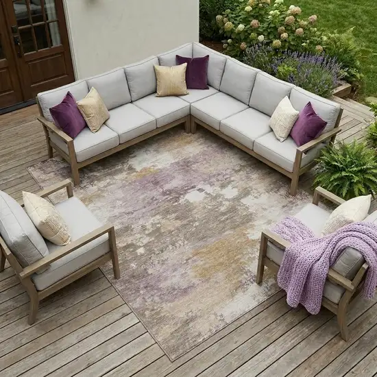 Brown And Blush Abstract Washable Indoor Outdoor Area Rug Photo 1