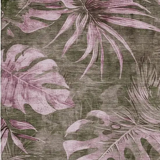 Brown And Blush Floral Washable Indoor Outdoor Area Rug Photo 3