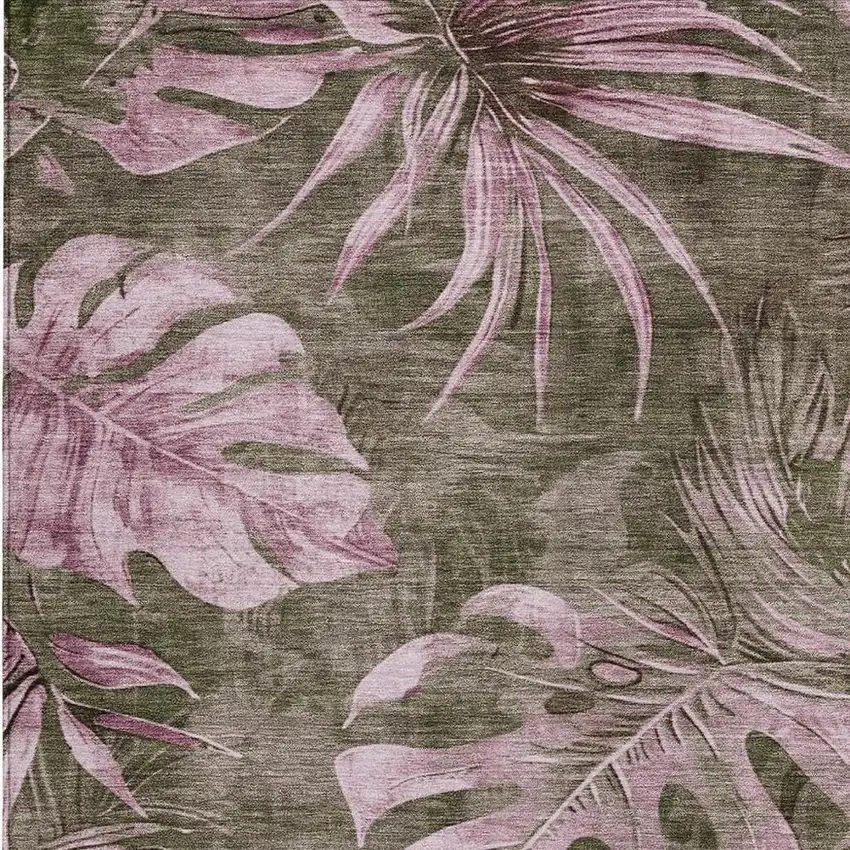 Brown And Blush Floral Washable Indoor Outdoor Area Rug Photo 3