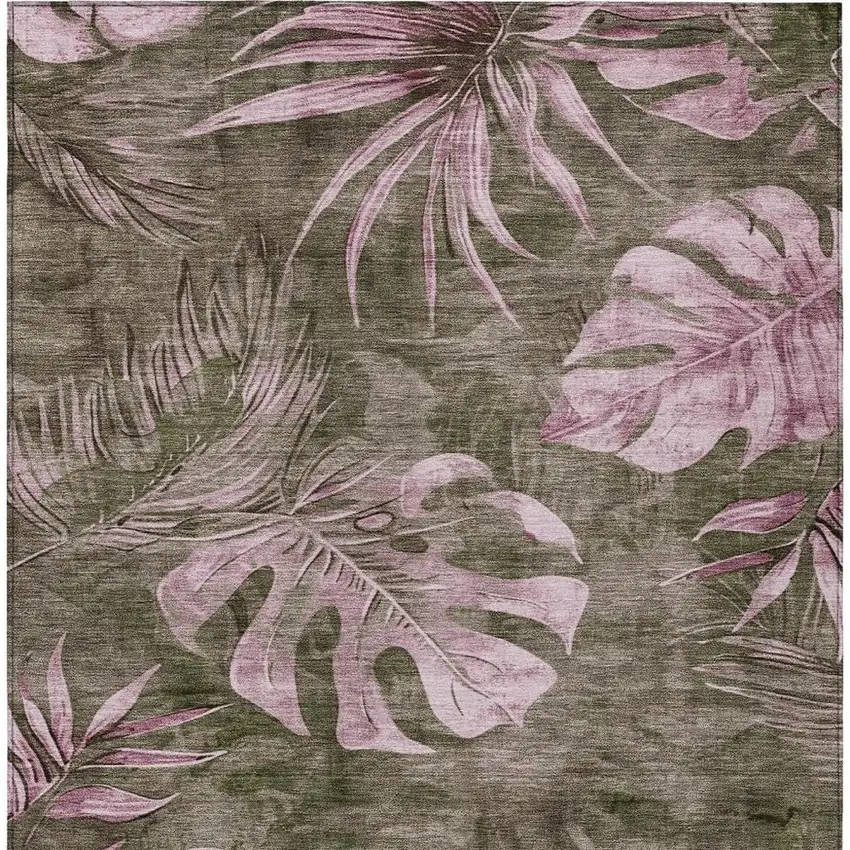 Brown And Blush Floral Washable Indoor Outdoor Area Rug Photo 4