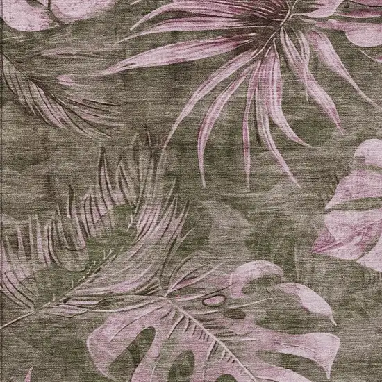 Brown And Blush Floral Washable Indoor Outdoor Area Rug Photo 3