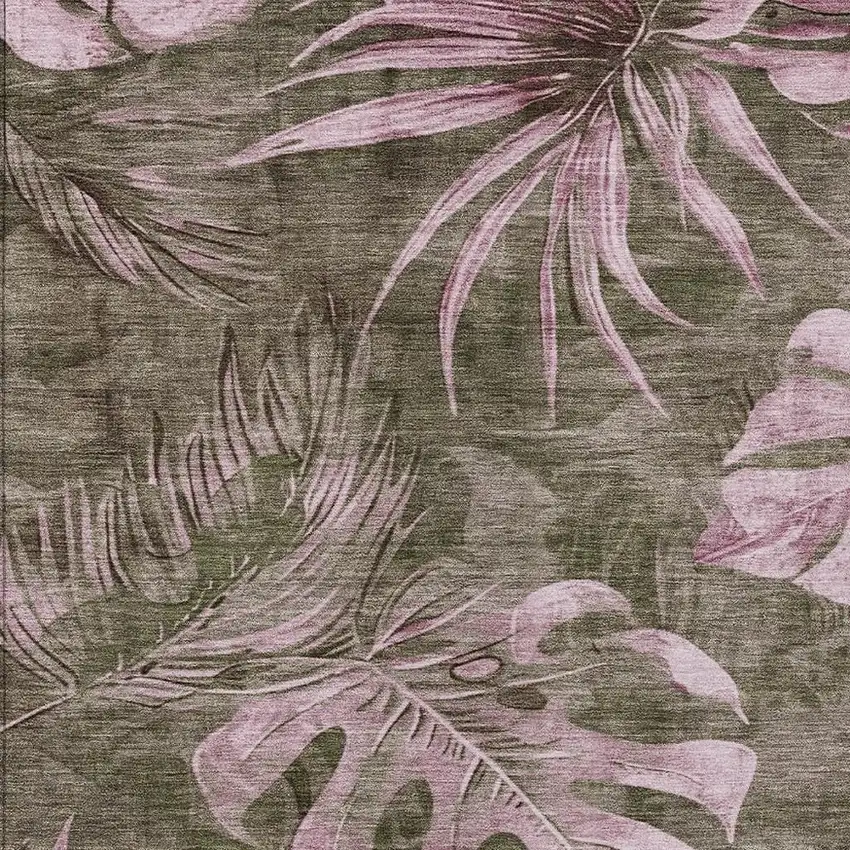 Brown And Blush Floral Washable Indoor Outdoor Area Rug Photo 3