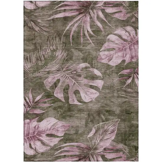 Brown And Blush Floral Washable Indoor Outdoor Area Rug Photo 9