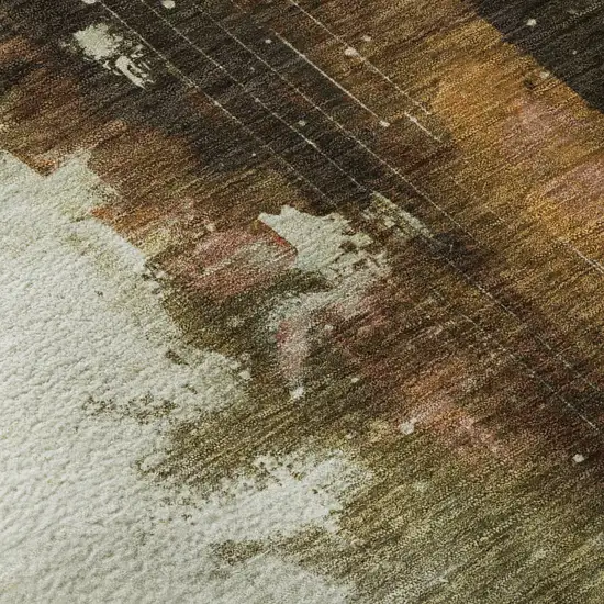 Brown And Charcoal Abstract Washable Area Rug With UV Protection Photo 8