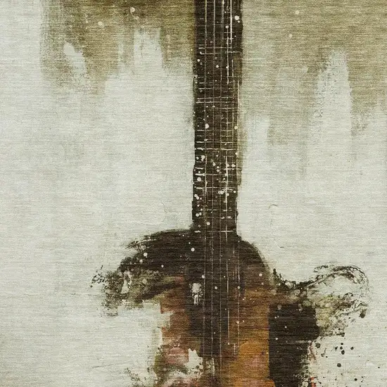 Brown And Charcoal Abstract Washable Area Rug With UV Protection Photo 3