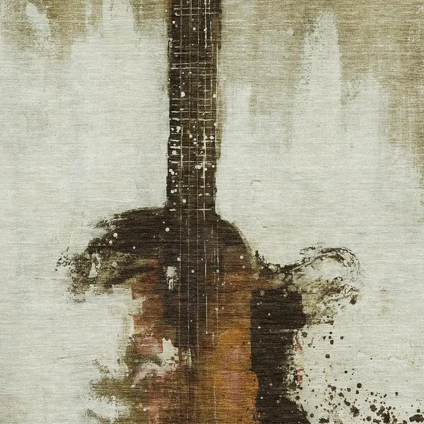 Brown And Charcoal Abstract Washable Area Rug With UV Protection Photo 3