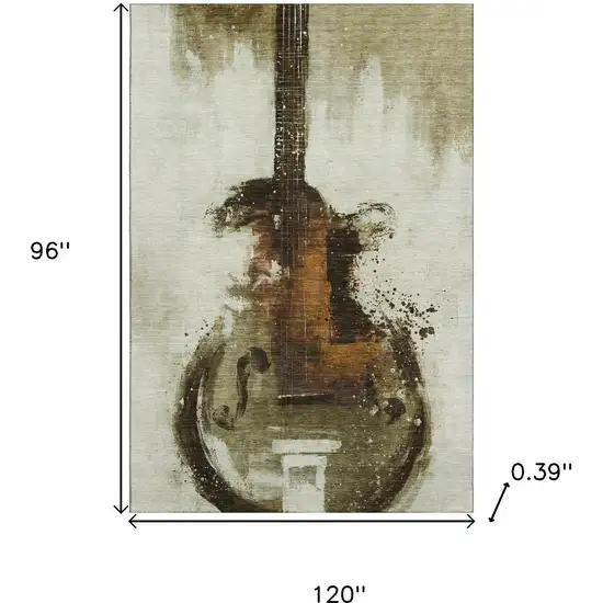 Brown And Charcoal Abstract Washable Area Rug With UV Protection Photo 9