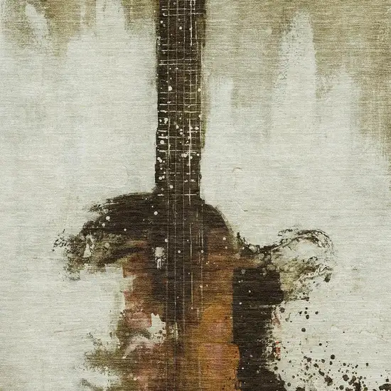 Brown And Charcoal Abstract Washable Area Rug With UV Protection Photo 3