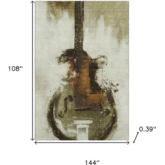 Brown And Charcoal Abstract Washable Area Rug With UV Protection Photo 9