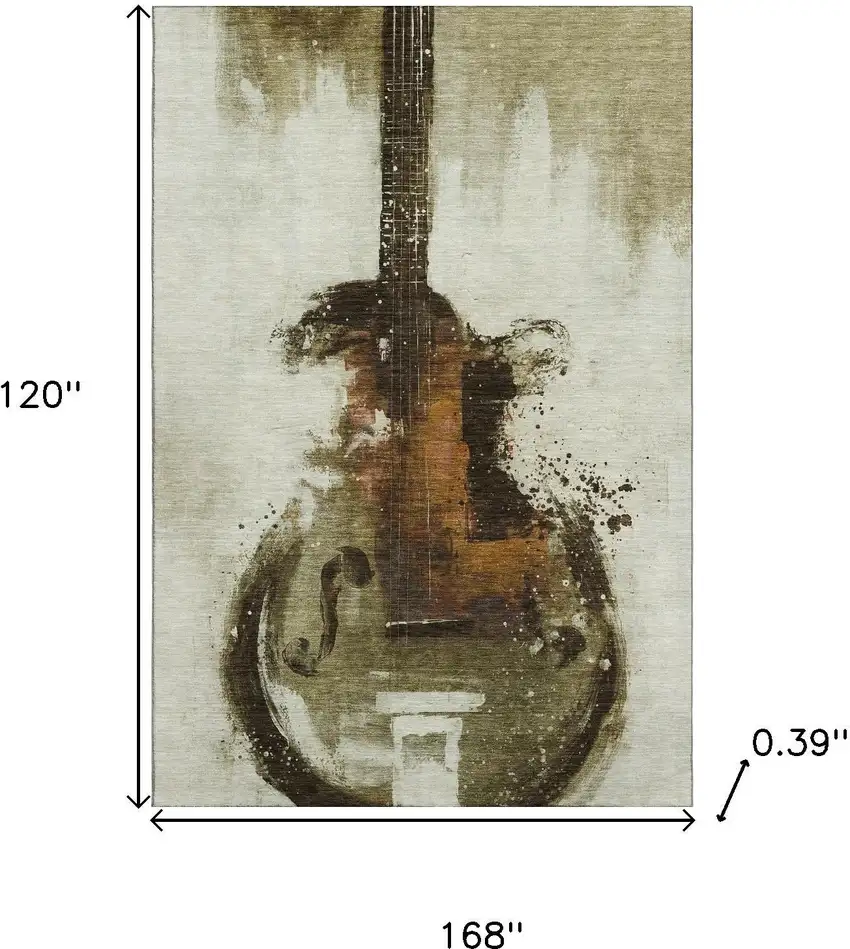 Brown And Charcoal Abstract Washable Area Rug With UV Protection Photo 9