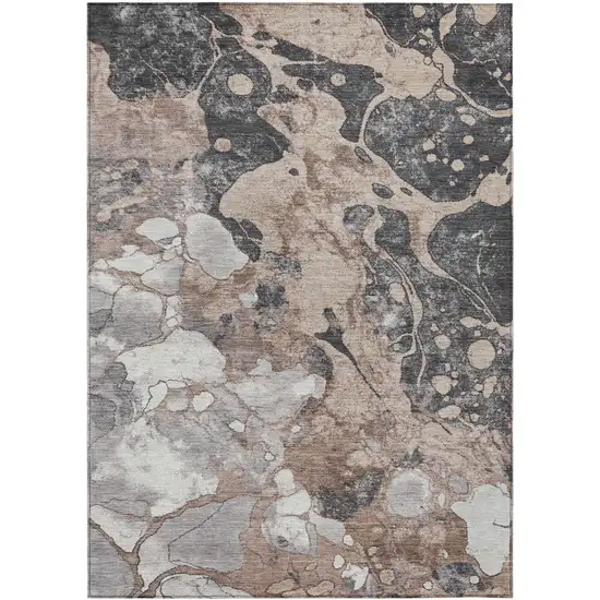 Brown And Charcoal Abstract Washable Indoor Outdoor Area Rug Photo 8