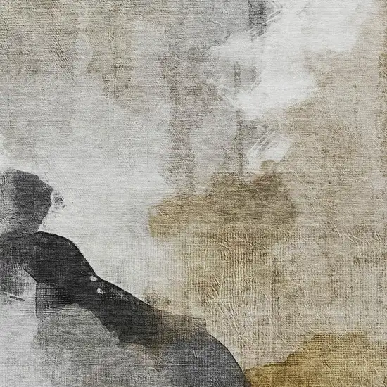 Brown And Charcoal Abstract Washable Indoor Outdoor Area Rug Photo 9