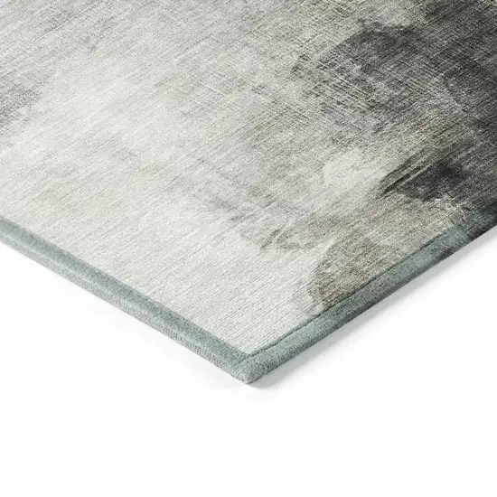 Brown And Charcoal Abstract Washable Indoor Outdoor Area Rug Photo 6
