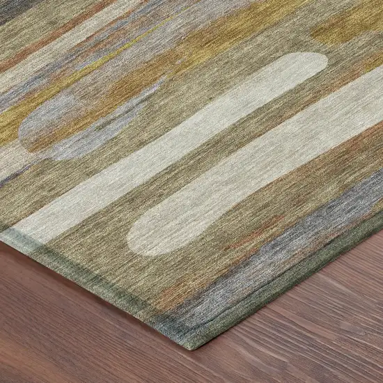 Brown And Charcoal Abstract Washable Indoor Outdoor Area Rug Photo 8