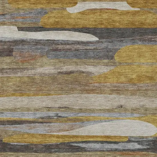 Brown And Charcoal Abstract Washable Indoor Outdoor Area Rug Photo 2