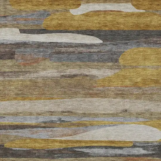 Brown And Charcoal Abstract Washable Indoor Outdoor Area Rug Photo 2