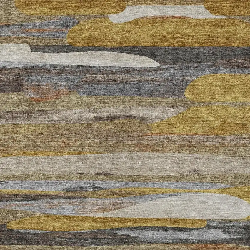 Brown And Charcoal Abstract Washable Indoor Outdoor Area Rug Photo 2