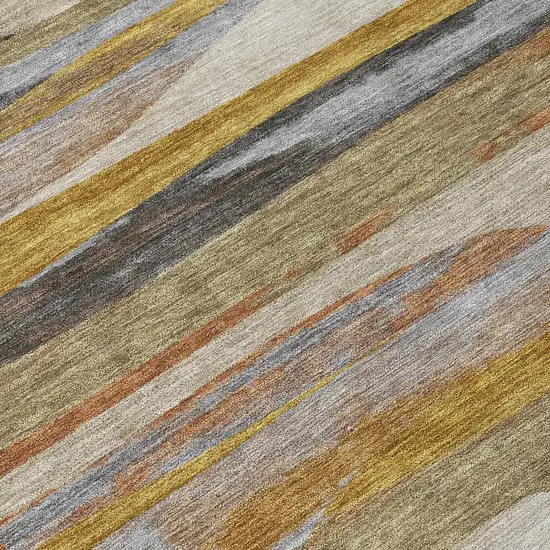 Brown And Charcoal Abstract Washable Indoor Outdoor Area Rug Photo 9