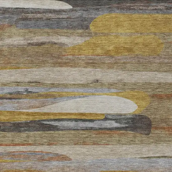 Brown And Charcoal Abstract Washable Indoor Outdoor Area Rug Photo 2