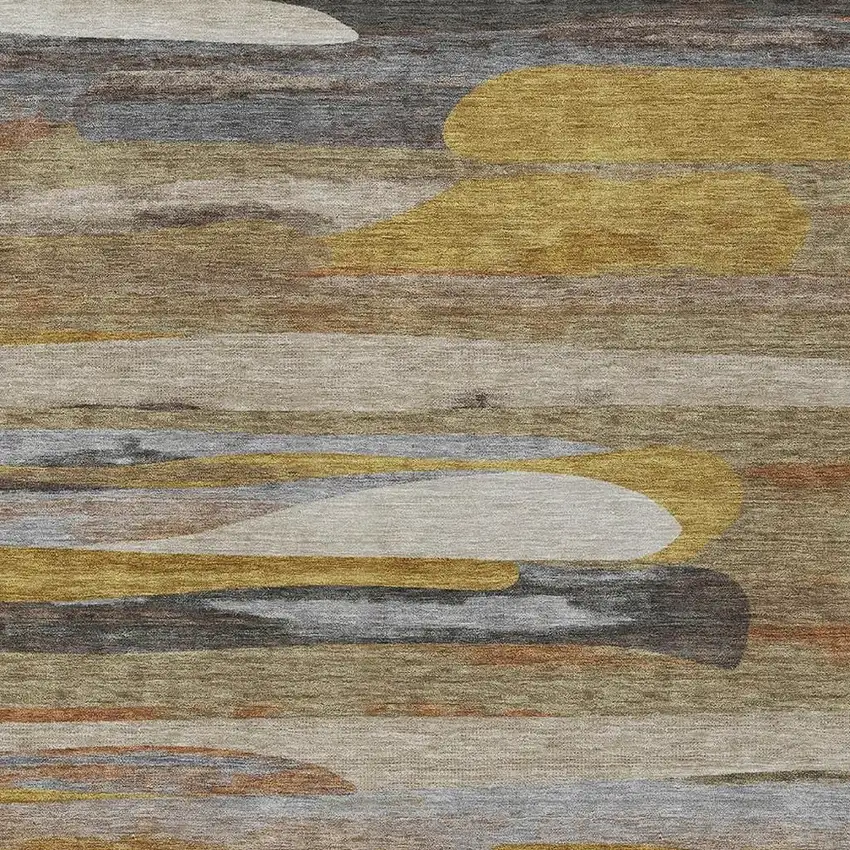 Brown And Charcoal Abstract Washable Indoor Outdoor Area Rug Photo 2