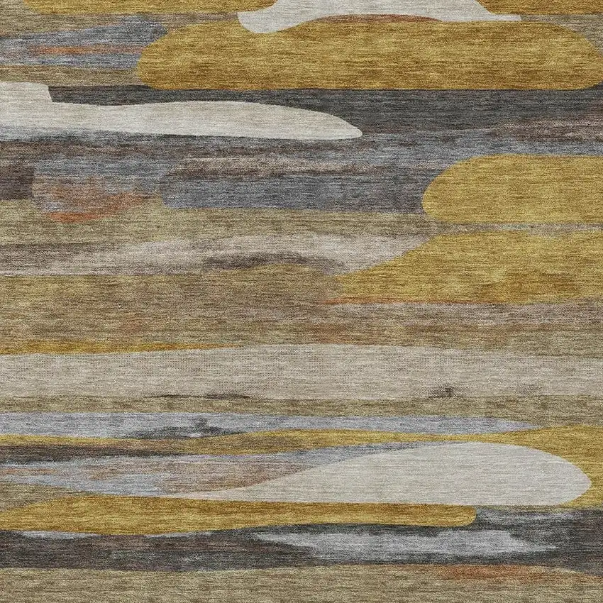 Brown And Charcoal Abstract Washable Indoor Outdoor Area Rug Photo 2