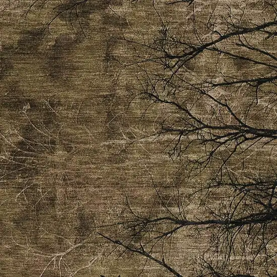 Brown And Charcoal Floral Washable Area Rug With UV Protection Photo 3