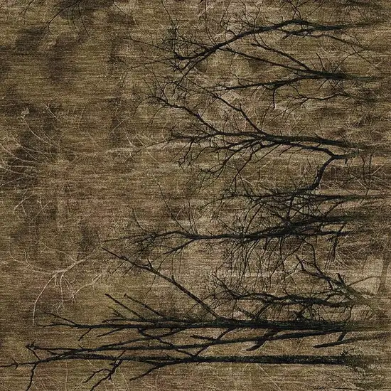 Brown And Charcoal Floral Washable Area Rug With UV Protection Photo 4