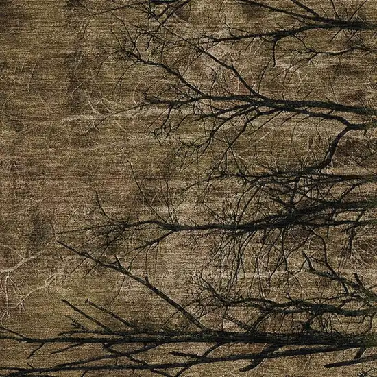 Brown And Charcoal Floral Washable Area Rug With UV Protection Photo 3