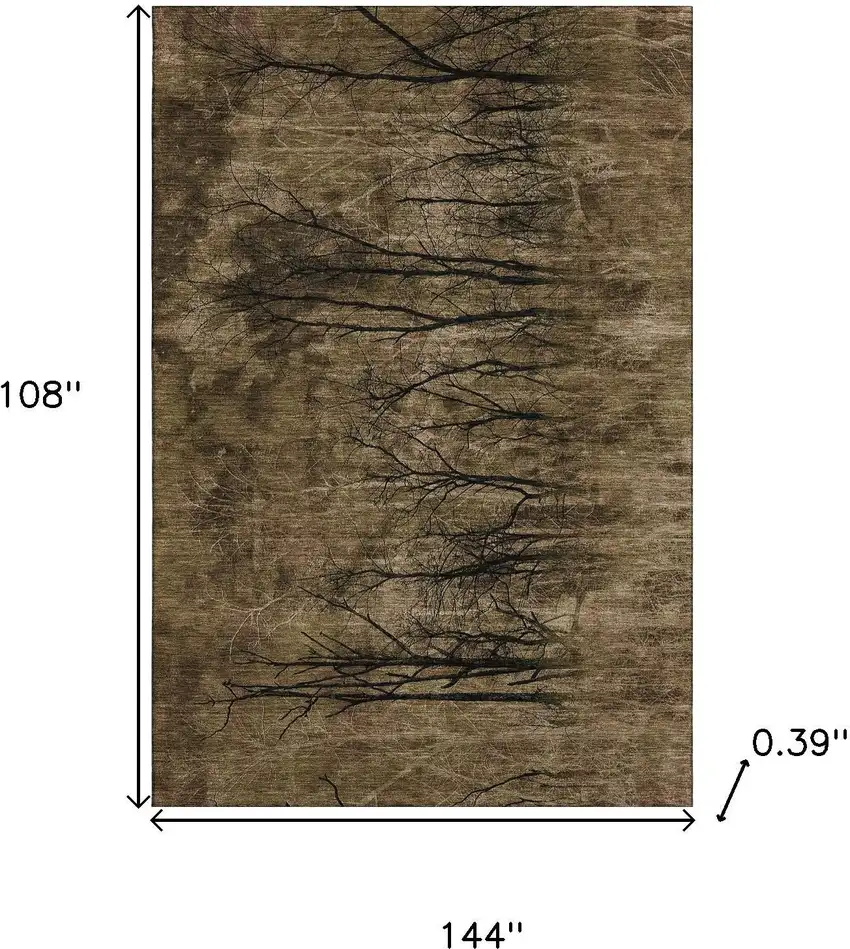 Brown And Charcoal Floral Washable Area Rug With UV Protection Photo 9