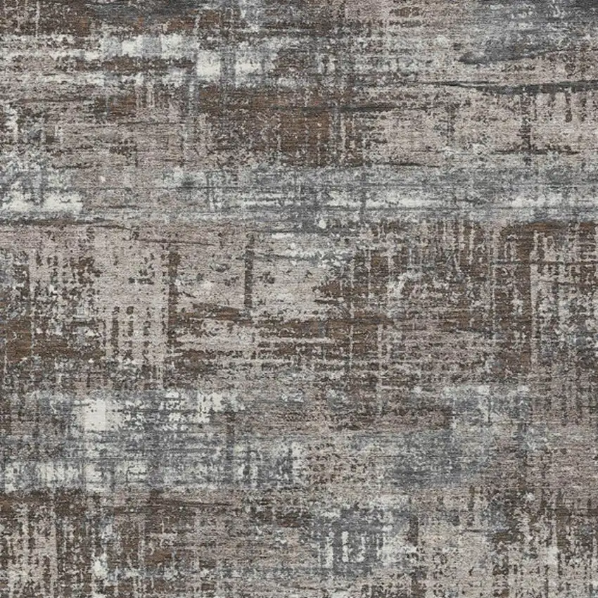 Brown And Charcoal Geometric Washable Indoor Outdoor Area Rug Photo 1