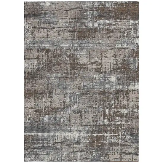 Brown And Charcoal Geometric Washable Indoor Outdoor Area Rug Photo 9