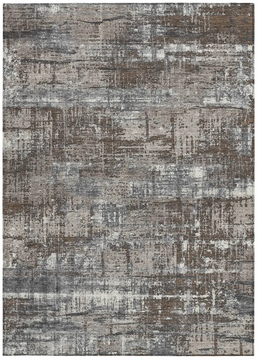 Brown And Charcoal Geometric Washable Indoor Outdoor Area Rug Photo 8