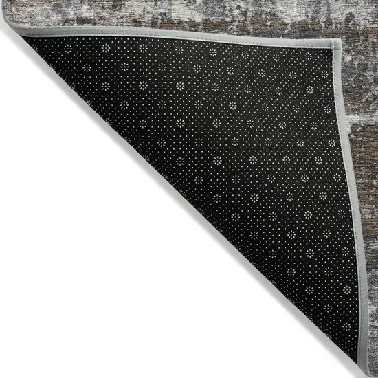 Brown And Charcoal Geometric Washable Indoor Outdoor Area Rug Photo 6