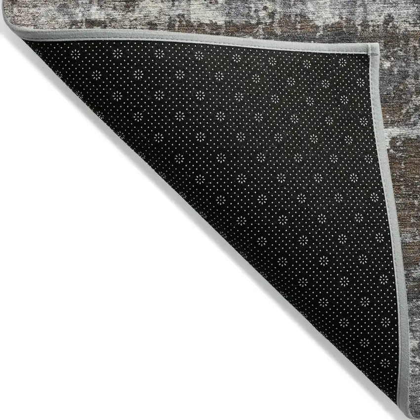 Brown And Charcoal Geometric Washable Indoor Outdoor Area Rug Photo 6