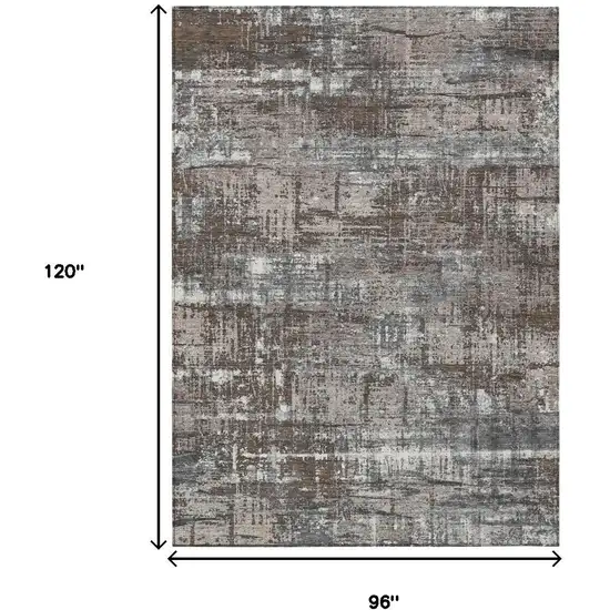 Brown And Charcoal Geometric Washable Indoor Outdoor Area Rug Photo 8