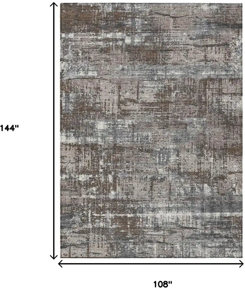 Brown And Charcoal Geometric Washable Indoor Outdoor Area Rug Photo 8