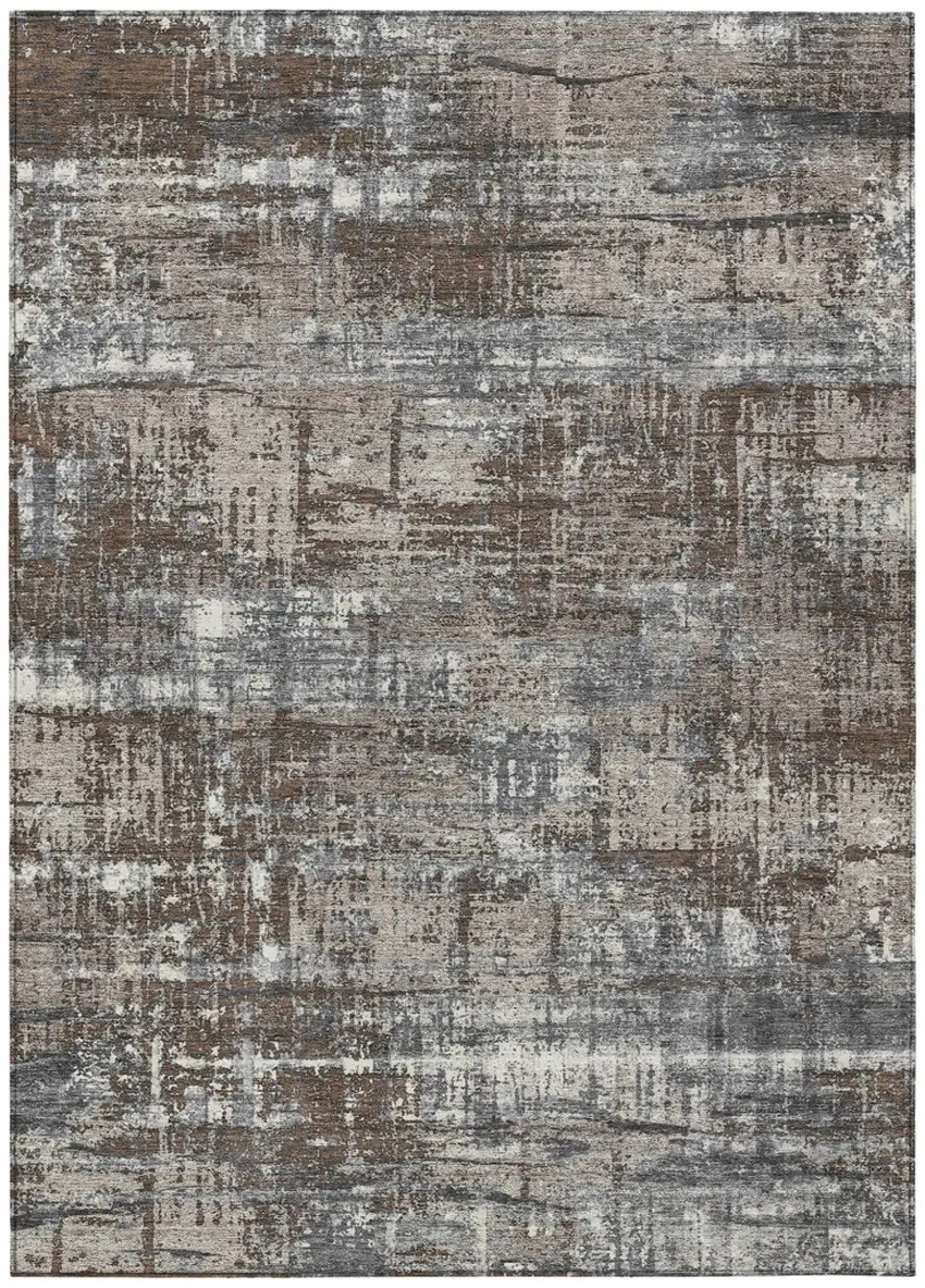 Brown And Charcoal Geometric Washable Indoor Outdoor Area Rug Photo 8