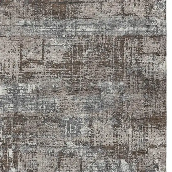 Brown And Charcoal Geometric Washable Indoor Outdoor Area Rug Photo 1