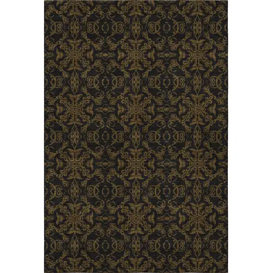 Brown And Charcoal Medallion Washable Area Rug With UV Protection Photo 4