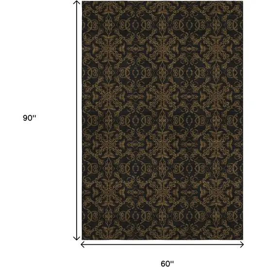 Brown And Charcoal Medallion Washable Area Rug With UV Protection Photo 3