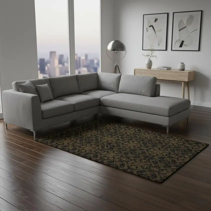 Brown And Charcoal Medallion Washable Area Rug With UV Protection Photo 2